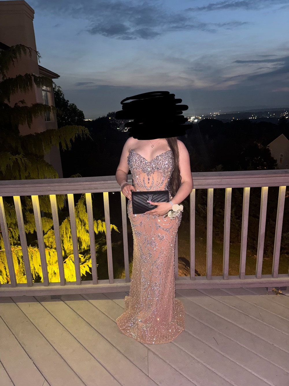 Portia and Scarlett Strapless Sequin Prom Gown in Blush
